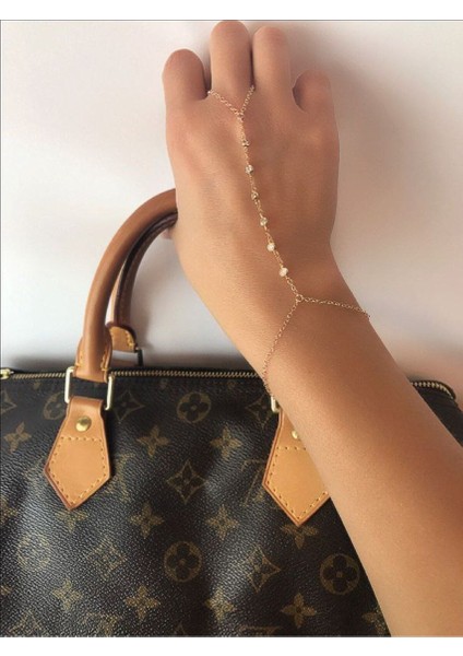 Zarif Altın Renk Boncuklu Zinciri Kadın Şahmeran