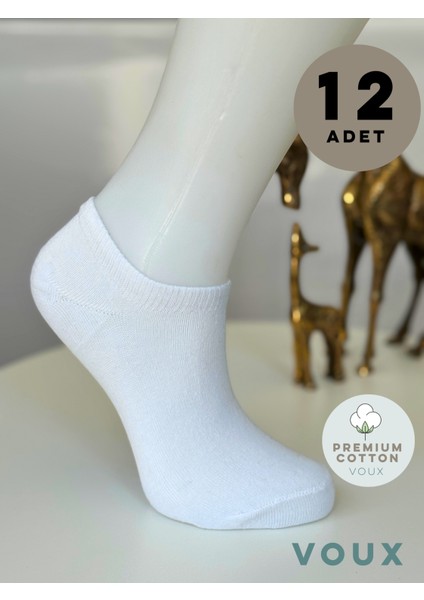 Kadın Pamuklu Beyaz Patik Çorap 12 'li