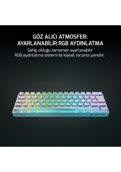Lyra 60M Rgb Tkl Blue Switch Kablolu Klavye - Beyaz fiyatları
