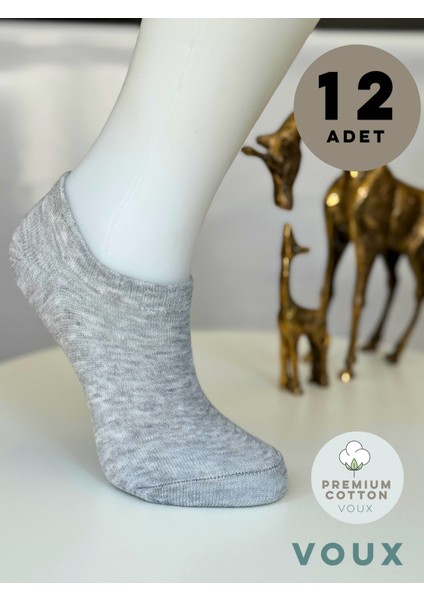 Erkek Pamuklu Gri Patik Çorap 12 'li