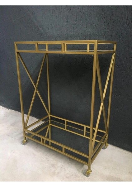 Metal Bar Servis Arabası, Gold Servis ve Sunum Arabası, Ayna Raflı Servis Arabası fiyatları