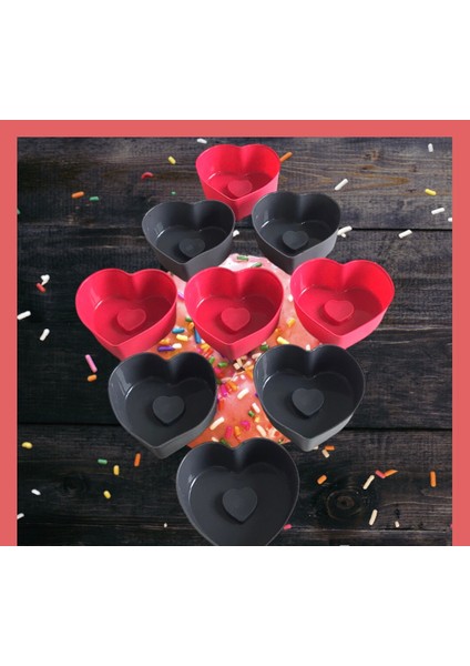 Antrasit + Kırmızı Mini Silikon Kalp Kek Muffin Kalıbı 12 Adet fiyatları