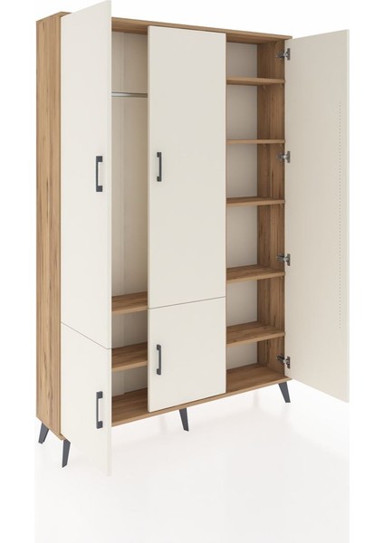 Arges Dolap 7 Raflı 5 Kapaklı Tek Askılı 132X30X195 Çam-Aytaşı/çam indirimleri