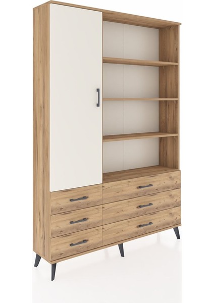 Arges Dolap 8 Raflı 6 Çekmeceli Tek Kapaklı 132X30X195 Çam-Aytaşı/çam fiyatları