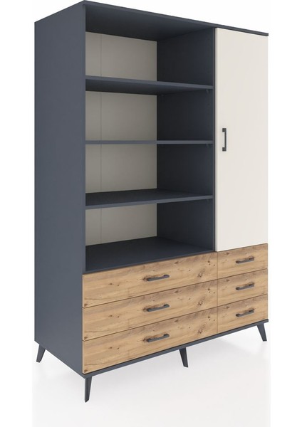 Kronos Dolap 8 Raflı 6 Çekmeceli Tek Kapaklı 132X59X195 Antrasit-Aytaşı/çam fiyatları