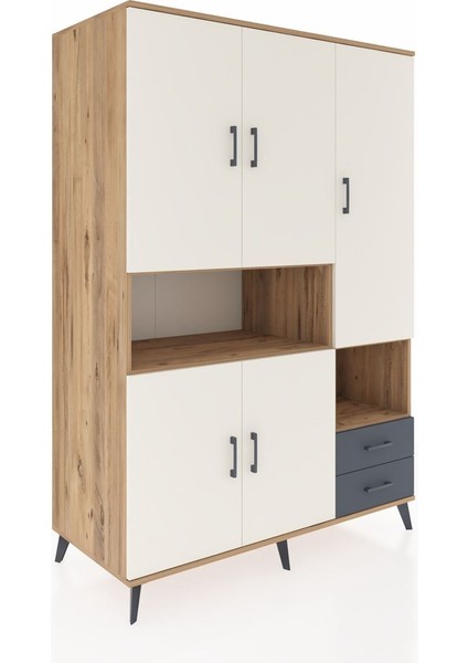 Kronos Dolap 10 Raflı 2 Çekmeceli 5 Kapaklı 132X59X195 Çam-Aytaşı/antrasit fiyatları