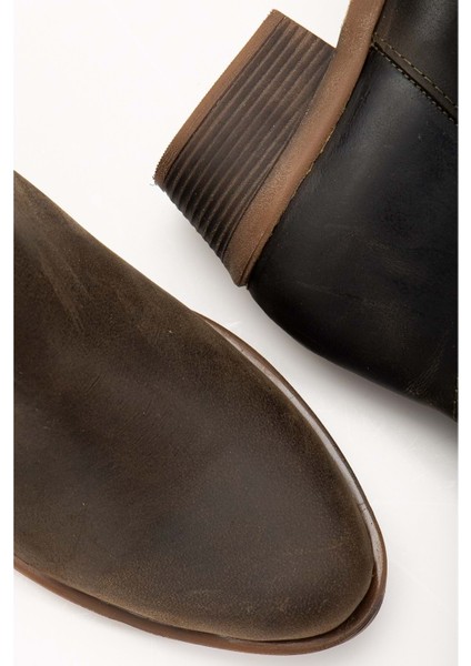 Crazy Deri Kadın Kovboy Bot - Haki fırsatları