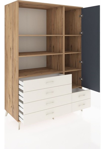 Kronos Dolap 7 Raflı 6 Çekmeceli Tek Kapaklı 132X59X195 Çam-Antrasit/aytaşı indirimleri