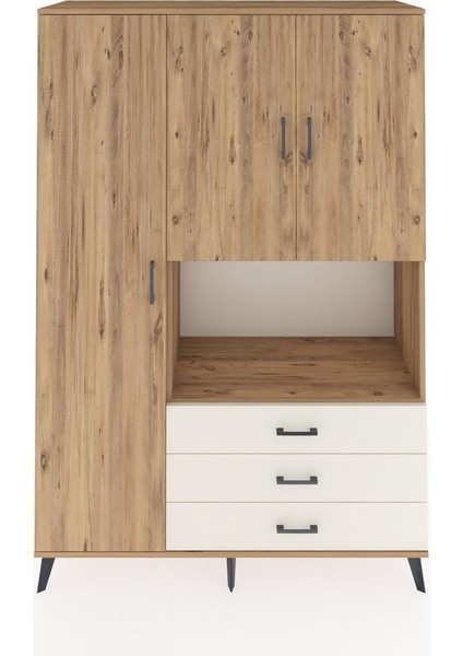 Hyperion Dolap 6 Raflı 3 Çekmeceli 3 Kapaklı 132X44X195 Çam-Çam/aytaşı