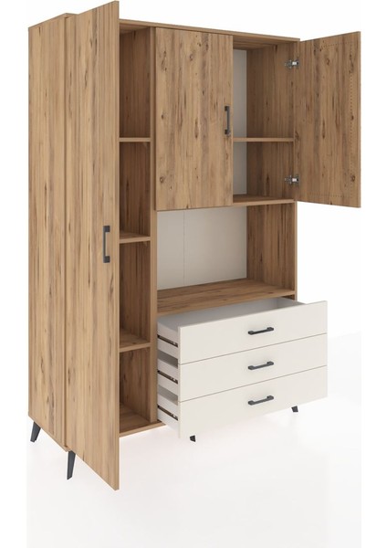 Hyperion Dolap 6 Raflı 3 Çekmeceli 3 Kapaklı 132X44X195 Çam-Çam/aytaşı indirimleri