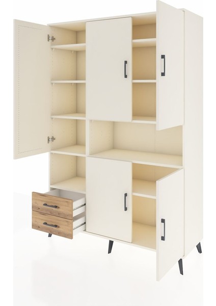 Hyperion Dolap 10 Raflı 2 Çekmeceli 5 Kapaklı 132X44X195 Aytaşı-Aytaşı/çam modelleri