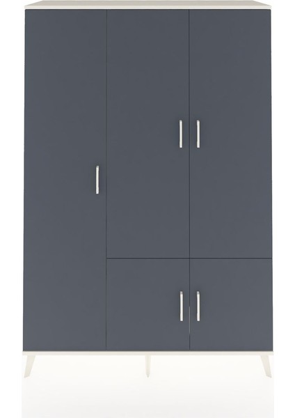 Hyperion Dolap 7 Raflı 5 Kapaklı Tek Askılı 132X44X195 Aytaşı-Antrasit/çam