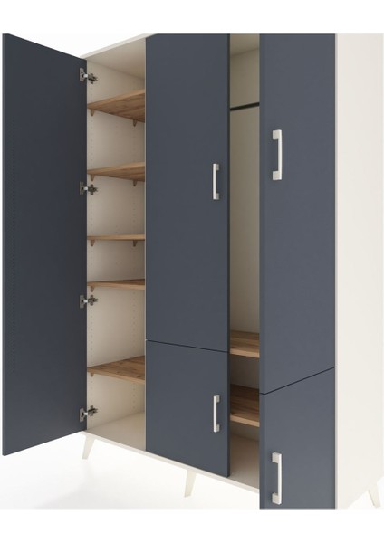 Hyperion Dolap 7 Raflı 5 Kapaklı Tek Askılı 132X44X195 Aytaşı-Antrasit/çam fırsatları