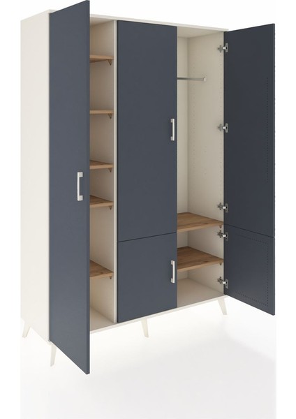 Hyperion Dolap 7 Raflı 5 Kapaklı Tek Askılı 132X44X195 Aytaşı-Antrasit/çam indirimleri