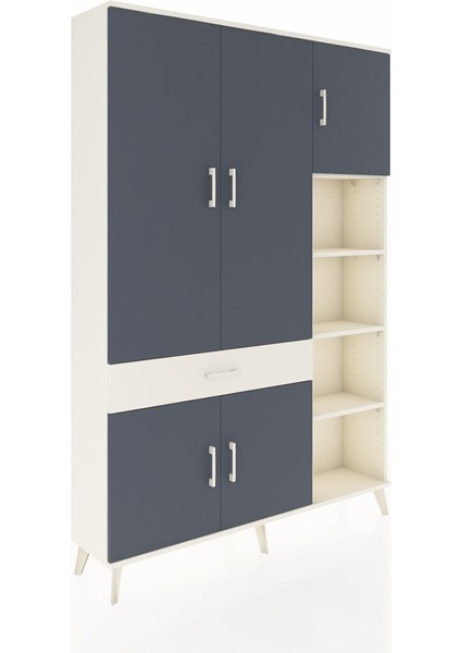 Arges Dolap 10 Raflı Tek Çekmeceli 5 Kapaklı 132X30X195 Aytaşı-Antrasit/aytaşı fiyatları