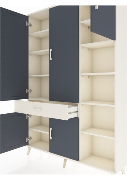 Arges Dolap 10 Raflı Tek Çekmeceli 5 Kapaklı 132X30X195 Aytaşı-Antrasit/aytaşı fırsatları