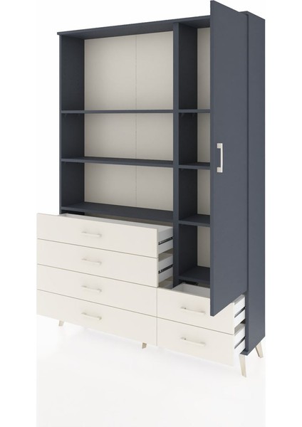 Arges Dolap 7 Raflı 6 Çekmeceli Tek Kapaklı 132X30X195 Antrasit-Antrasit/aytaşı modelleri