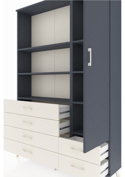 Arges Dolap 7 Raflı 6 Çekmeceli Tek Kapaklı 132X30X195 Antrasit-Antrasit/aytaşı fırsatları