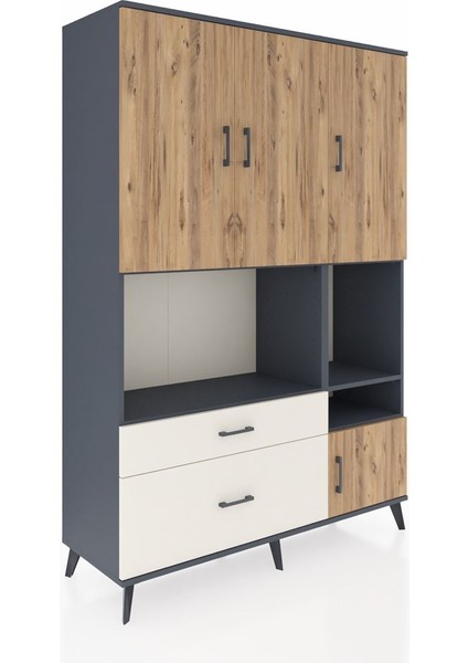 Hyperion Dolap 7 Raflı 2 Çekmeceli 4 Kapaklı 132X44X195 Antrasit-Çam/aytaşı fiyatları