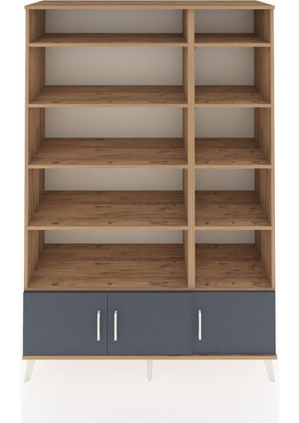 Hyperion Dolap 10 Raflı 3 Kapaklı 132X44X195 Çam-Antrasit/çam