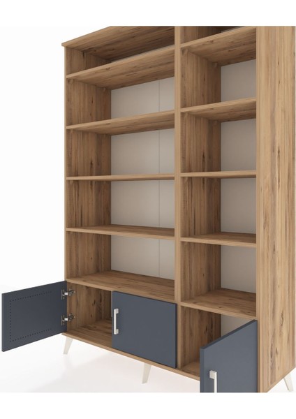 Hyperion Dolap 10 Raflı 3 Kapaklı 132X44X195 Çam-Antrasit/çam fırsatları