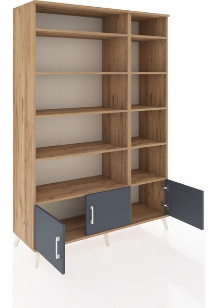 Hyperion Dolap 10 Raflı 3 Kapaklı 132X44X195 Çam-Antrasit/çam indirimleri