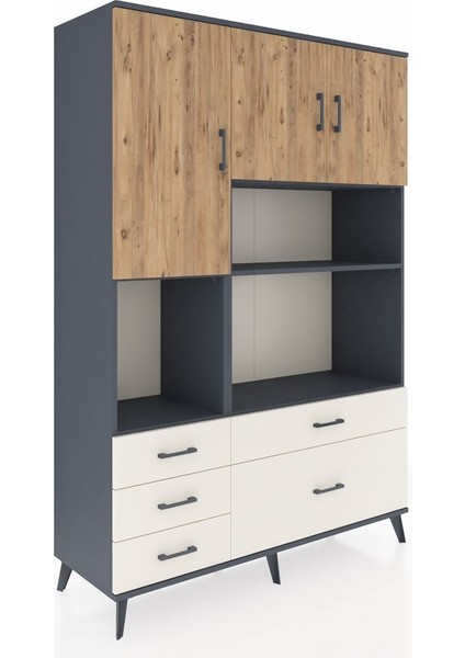 Hyperion Dolap 8 Raflı 5 Çekmeceli 3 Kapaklı 132X44X195 Antrasit-Çam/aytaşı fiyatları