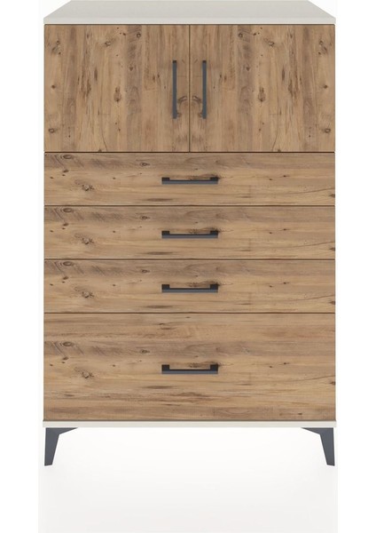 Hyperion Dolap Tek Raflı 4 Çekmeceli 2 Kapaklı 88X44X134 Aytaşı-Çam