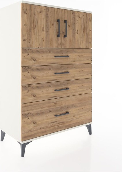 Hyperion Dolap Tek Raflı 4 Çekmeceli 2 Kapaklı 88X44X134 Aytaşı-Çam fiyatları