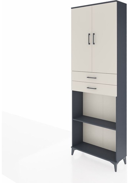 Arges Dolap 4 Raflı 2 Çekmeceli 2 Kapaklı 88X30X243 Antrasit-Aytaşı modelleri