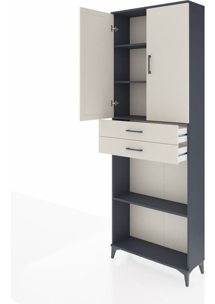 Arges Dolap 4 Raflı 2 Çekmeceli 2 Kapaklı 88X30X243 Antrasit-Aytaşı fırsatları