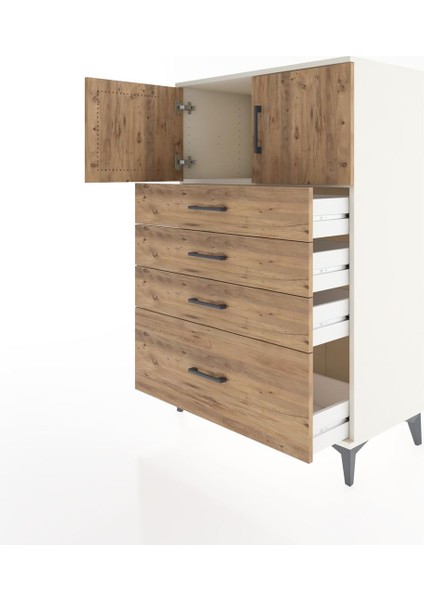 Hyperion Dolap Tek Raflı 4 Çekmeceli 2 Kapaklı 88X44X134 Aytaşı-Çam fırsatları