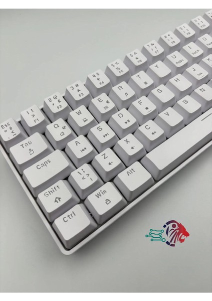 T60 Beyaz Renk Mavi Switch Rgb Mekanik Kablolu Driverli Oyuncu Klavyesi T60 Mini Türkçe Q Klavye
