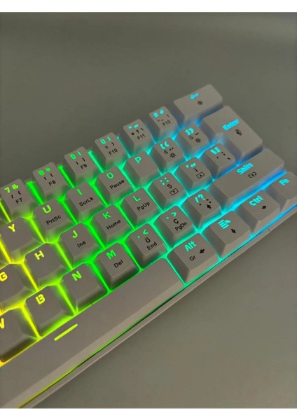 T60 Beyaz Renk Mavi Switch Rgb Mekanik Kablolu Driverli Oyuncu Klavyesi T60 Mini Türkçe Q Klavye fırsatları