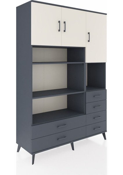 Hyperion Dolap 9 Raflı 6 Çekmeceli 3 Kapaklı 132X44X195 Antrasit-Aytaşı/antrasit fiyatları