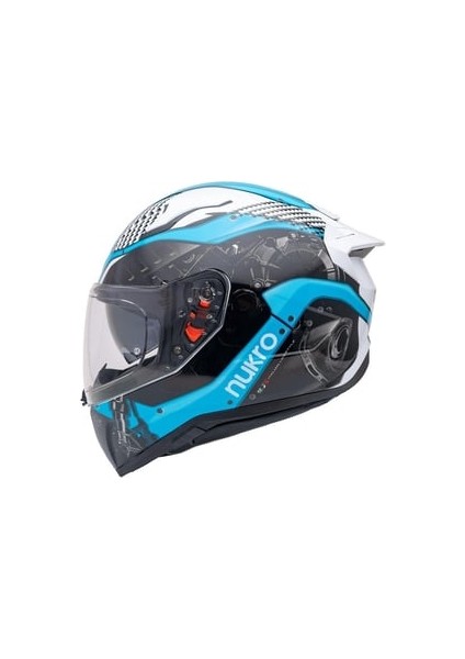 B-506 Level White-Blue Kapalı Kask
