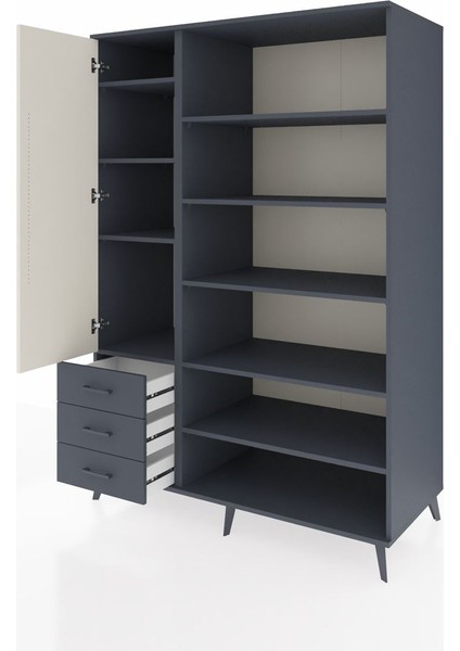 Kronos Dolap 9 Raflı 3 Çekmeceli 3 Kapaklı 132X59X195 Antrasit-Aytaşı/antrasit modelleri