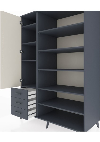 Kronos Dolap 9 Raflı 3 Çekmeceli 3 Kapaklı 132X59X195 Antrasit-Aytaşı/antrasit fırsatları