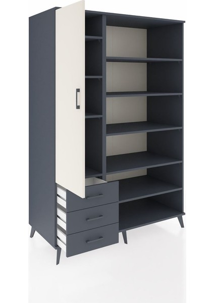 Kronos Dolap 9 Raflı 3 Çekmeceli 3 Kapaklı 132X59X195 Antrasit-Aytaşı/antrasit indirimleri