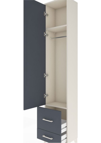 Arges Dolap 2 Raflı 2 Çekmeceli Tek Askılı 44X30X221 Aytaşı-Antrasit indirimleri