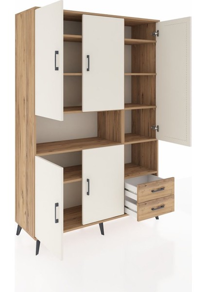 Hyperion Dolap 10 Raflı 2 Çekmeceli 5 Kapaklı 132X44X195 Çam-Aytaşı/çam indirimleri
