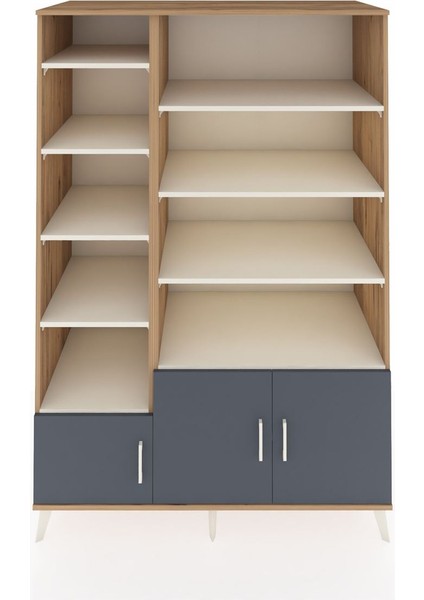 Kronos Dolap 10 Raflı 3 Kapaklı 132X59X195 Çam-Antrasit/aytaşı