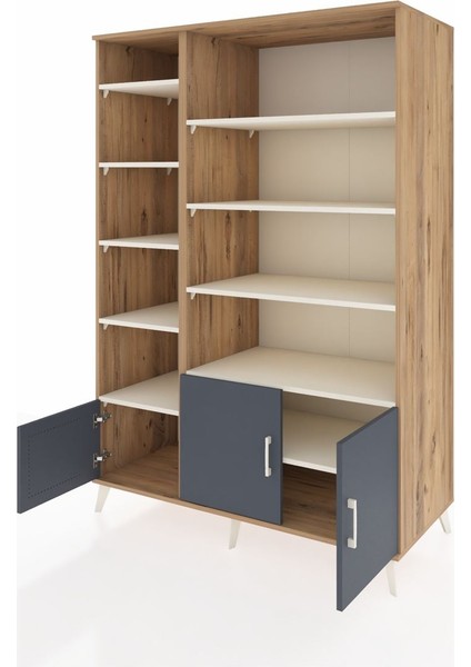 Kronos Dolap 10 Raflı 3 Kapaklı 132X59X195 Çam-Antrasit/aytaşı modelleri