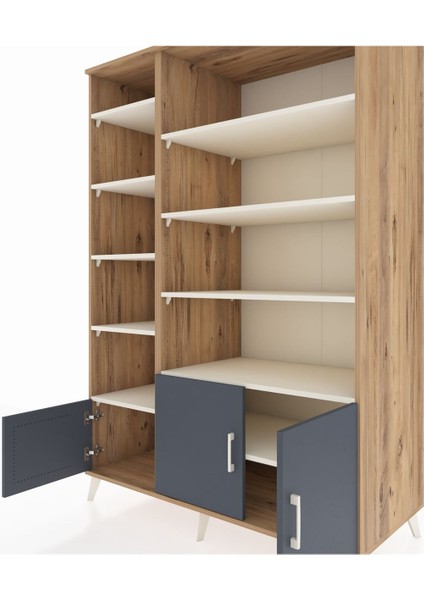 Kronos Dolap 10 Raflı 3 Kapaklı 132X59X195 Çam-Antrasit/aytaşı fırsatları