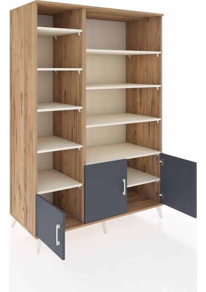 Kronos Dolap 10 Raflı 3 Kapaklı 132X59X195 Çam-Antrasit/aytaşı indirimleri