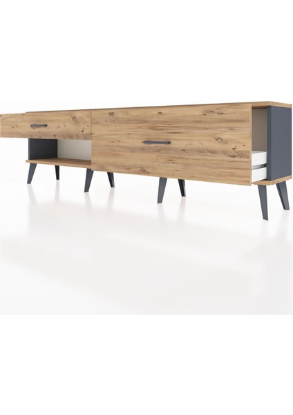 Arges Tv Ünitesi 2 Çekmeceli 176X30X51 Antrasit-Çam/çam fırsatları