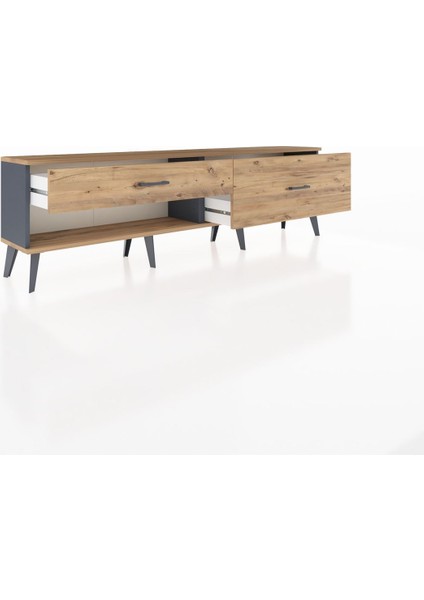 Arges Tv Ünitesi 2 Çekmeceli 176X30X51 Antrasit-Çam/çam indirimleri