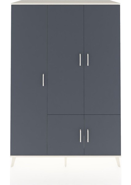 Kronos Dolap 7 Raflı 5 Kapaklı Tek Askılı 132X59X195 Aytaşı-Antrasit/çam