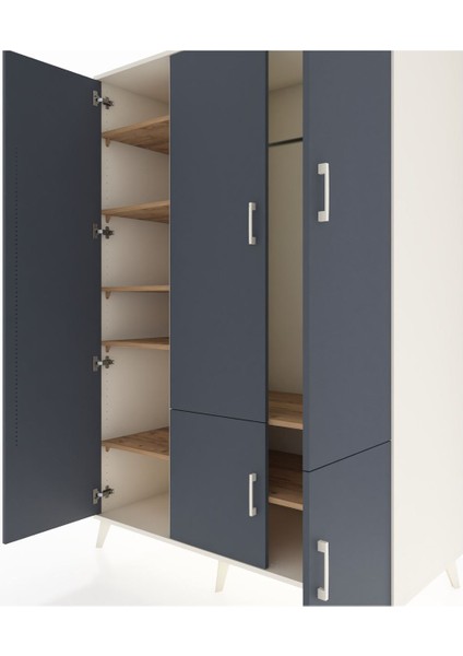 Kronos Dolap 7 Raflı 5 Kapaklı Tek Askılı 132X59X195 Aytaşı-Antrasit/çam fırsatları