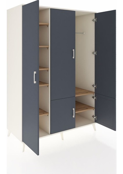 Kronos Dolap 7 Raflı 5 Kapaklı Tek Askılı 132X59X195 Aytaşı-Antrasit/çam indirimleri